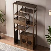 新中式 饰品摆件展示架茶具茶叶收纳柜 博古架茶柜置物架客厅靠墙装