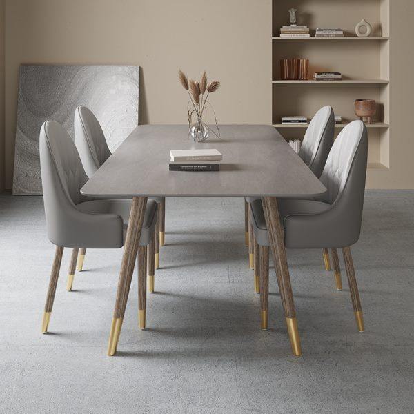 北欧岩板餐桌小户型现代简约灰色实木饭桌家用6/8人高端极简带椅,住宅家具,岩板餐桌,淘宝优惠券,粉丝福利购,淘宝优惠卷