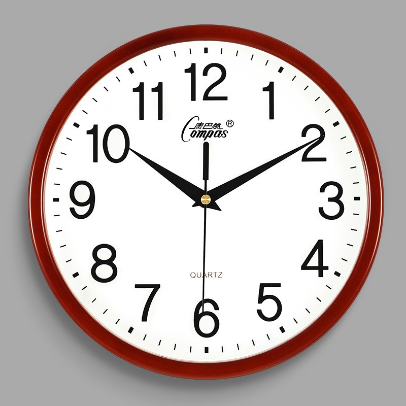 简约现代大号客厅挂钟圆形静音挂墙时钟表会议室办U公室免打孔挂