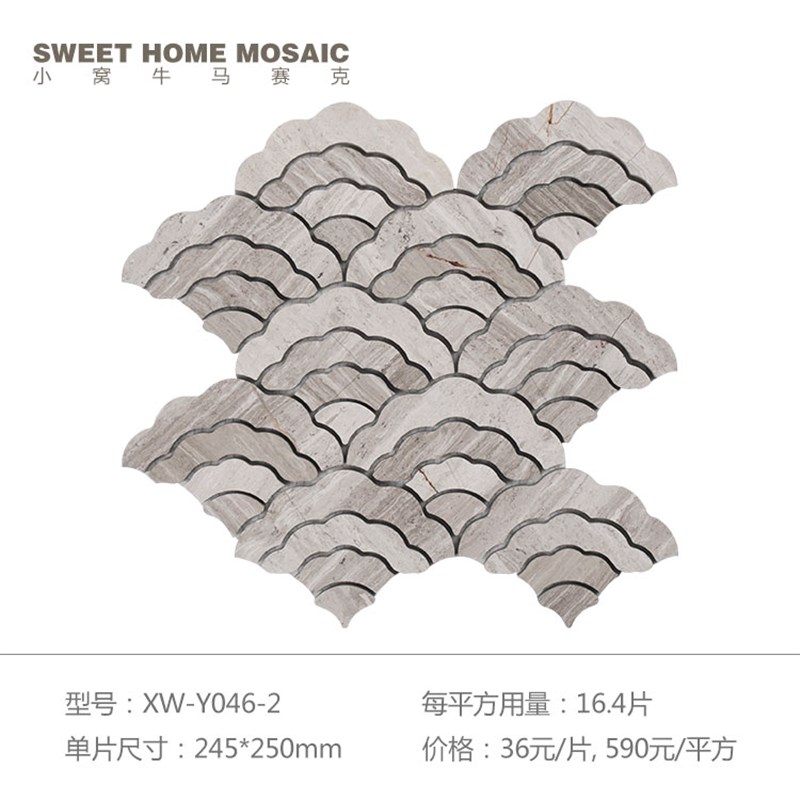 石材马赛克祥云拼花大理t石背景墙新中式玄关餐厅墙砖卫生间瓷砖