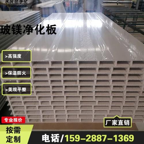 中空玻镁净化板防火彩钢夹芯板无尘车间轻质吊顶洁净板隔墙保温板