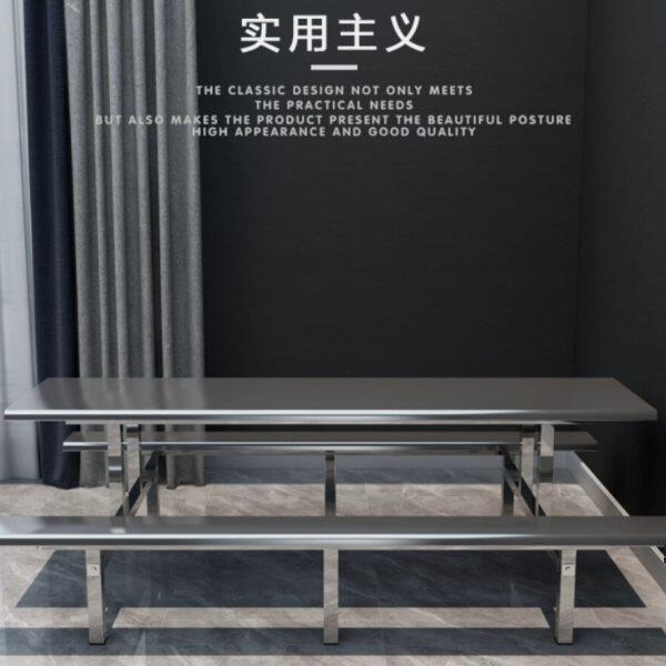 304不锈钢食堂餐桌工厂员工饭堂桌椅组合4人餐厅学校食堂连体饭桌