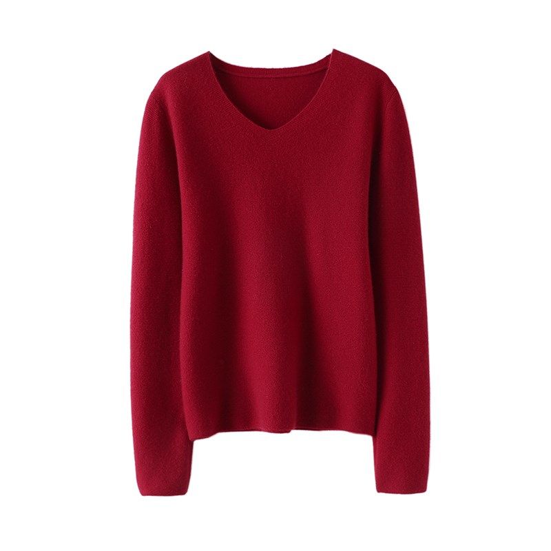 无可取代!V领山羊绒衫100%纯羊绒女毛衣套头针织打底衫秋冬内搭