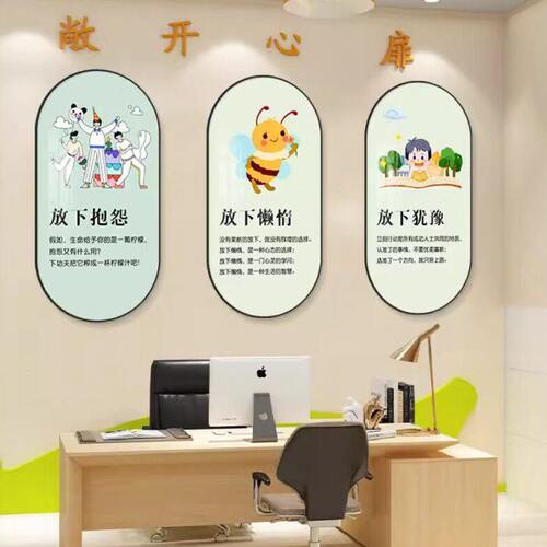 心理咨询室挂图心灵驿站布置壁画心理辅导室墙面装饰心理格言墙画