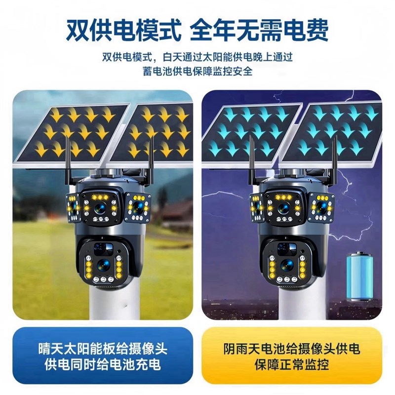 千鸟物联太阳能监控摄像头室内外4G手机远程360无死角高清夜视
