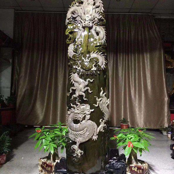 金丝楠木阴沉木大型落地家客厅办公室工艺品双龙戏珠实木雕刻摆件