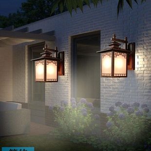 别墅大门壁灯室外防水阳光房专用黑色壁灯户外阳台亮度高中式壁灯