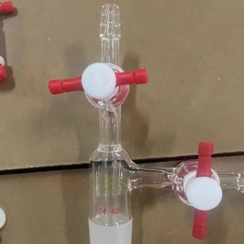 玻璃抽气接头双四氟活塞二三通节门标塞弯接管塞进放气阀19/24/29