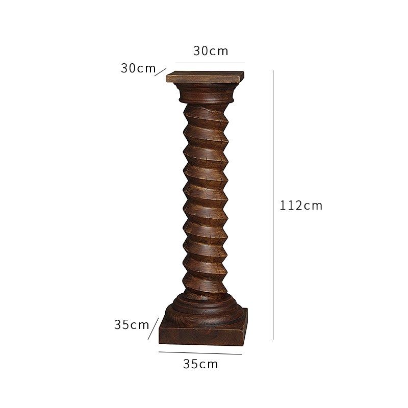 形上中古风螺旋木底座查尔斯法式雕塑台柱子落地做U旧侘寂艺术摆