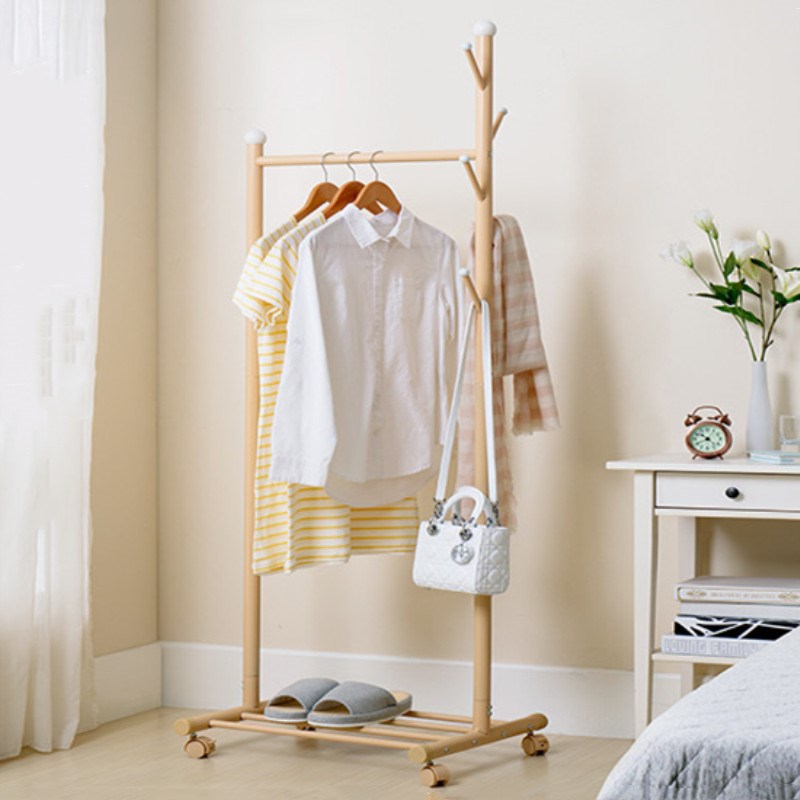 迷你小型窄款晾衣架多功能金属衣帽架家用M卧室落地单杆挂衣架带