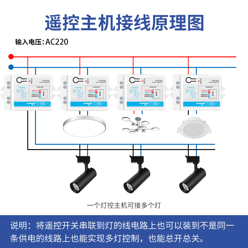 无线遥控开关控制器模块免布线双控智能家用220V多路电灯灯具电源