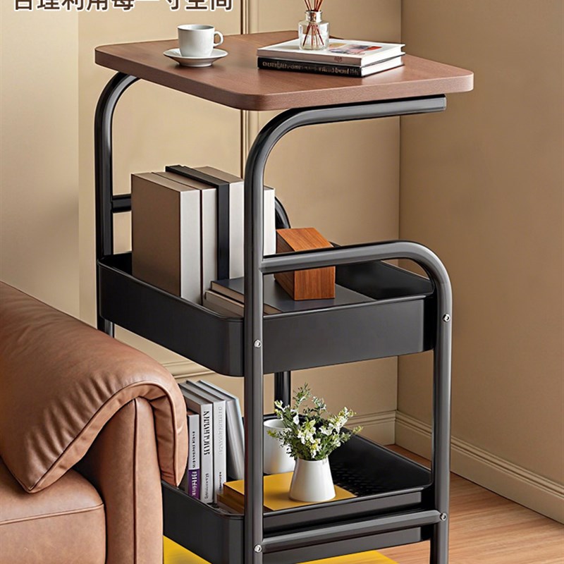 中古可移动小推车收纳置物架床头柜客厅沙发边几茶几零食收纳架子