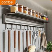 卡贝免打孔厨房挂钩架壁挂墙上挂杆置物架厨具挂架勺子铲子收纳架