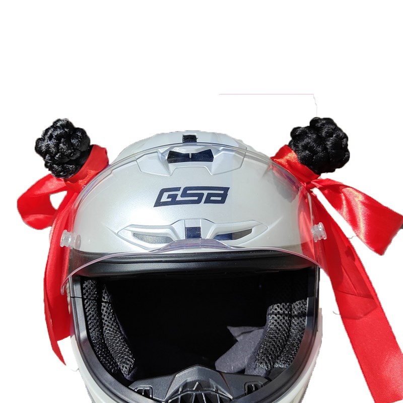 网红哪吒头摩托车头盔装饰丸子脏辫子电车骑行滑雪盔改装配饰