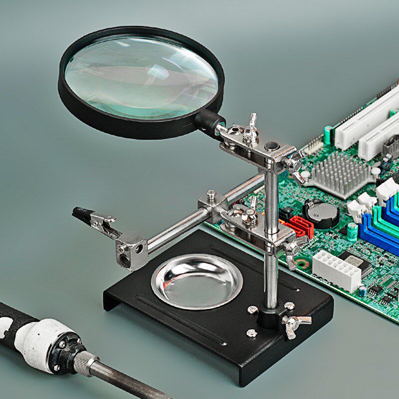 台式放大镜高清带灯电子维修钟表手机专用路板玻璃支架20倍焊接台