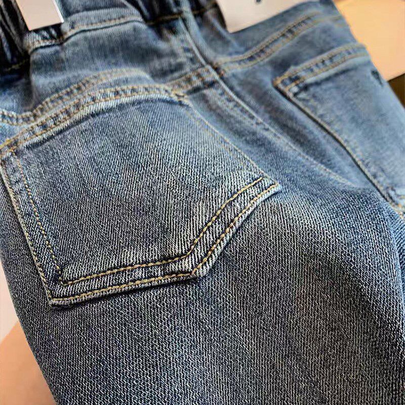 女童春秋季喇叭裤童装大童百搭洋气儿童修身加绒冬款牛仔微喇裤潮