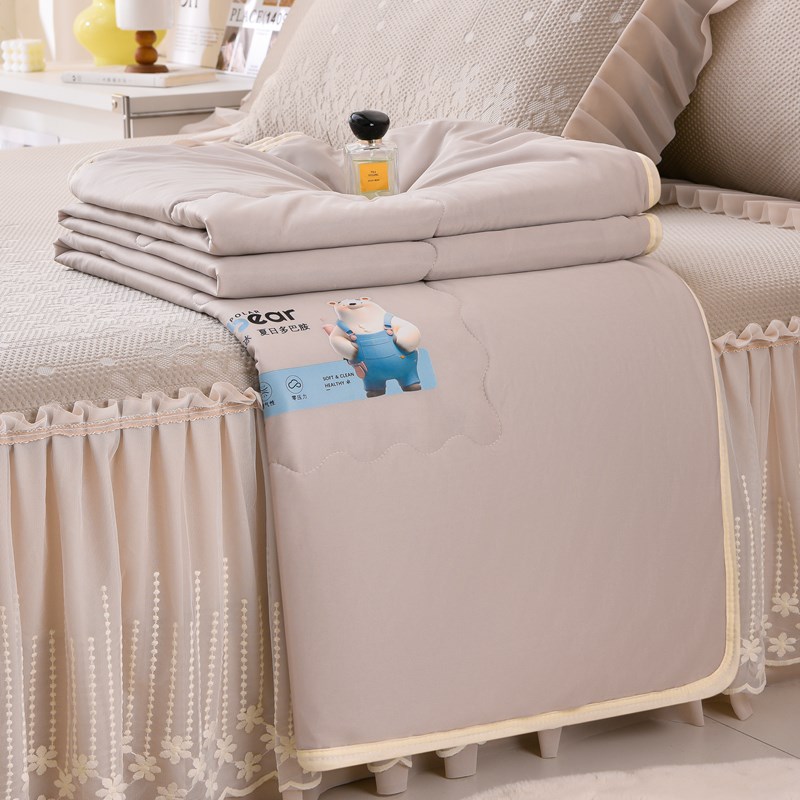 2025新款冰丝凉席三四件套冰豆豆床裙夏季可水洗机洗凉感丝空调席