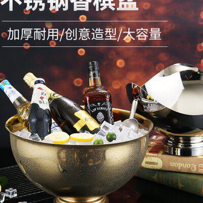 不锈钢冰桶家用啤酒香槟盆创意大号红酒冰镇桶酒吧 ktv保温冰酒盆