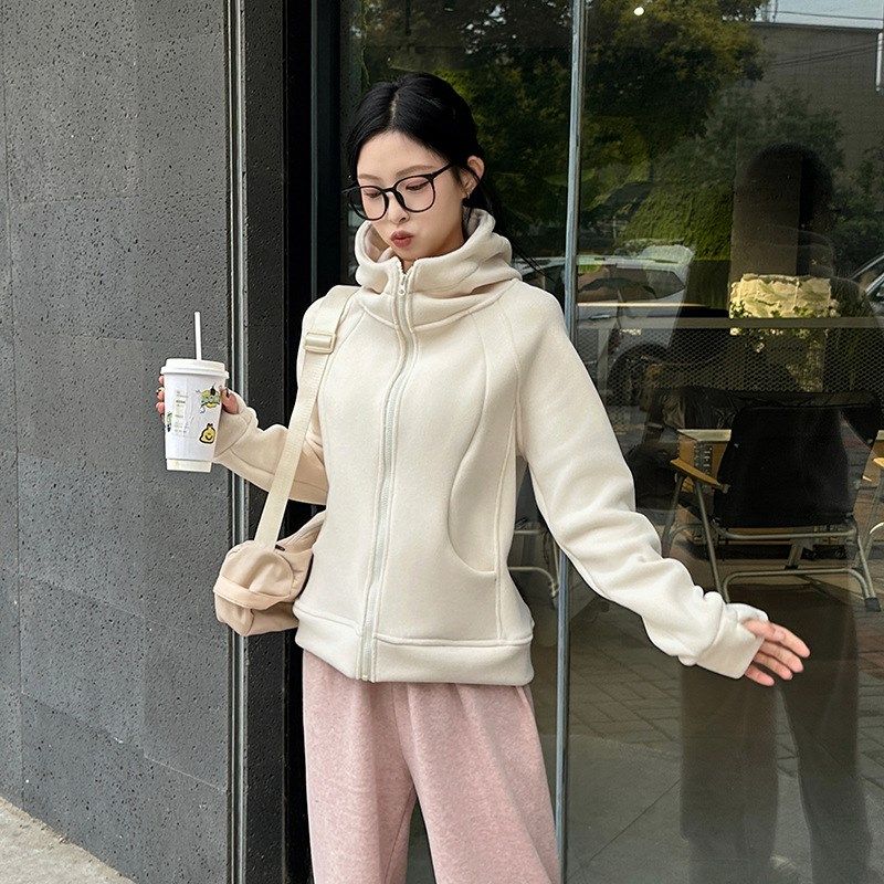 lulu平替奥粒绒卫衣女加绒保暖加厚秋冬户外抓绒衣冲锋衣内胆外套