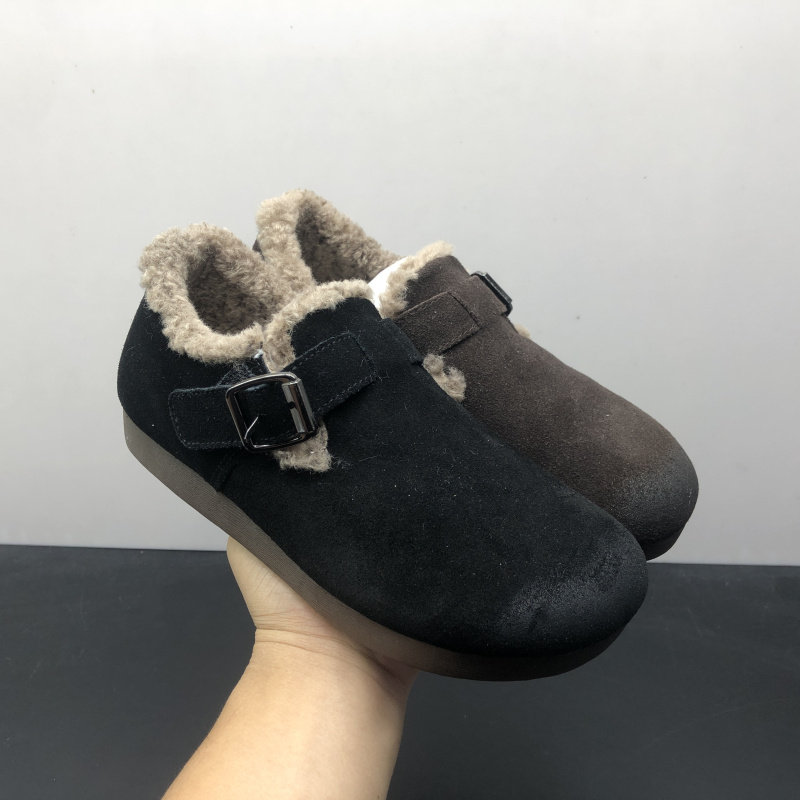 工厂清仓处理2020秋款真皮女鞋平底深口羊毛里深口磨砂皮女单鞋