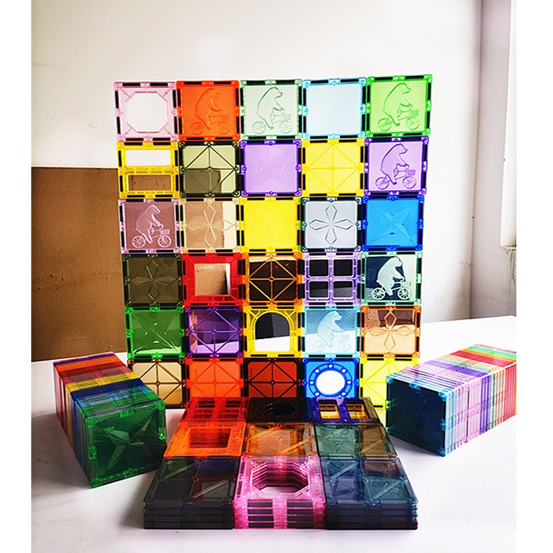 彩窗磁力片正方形30片补充装7.5厘米大磁条方形儿童益智拼搭积木