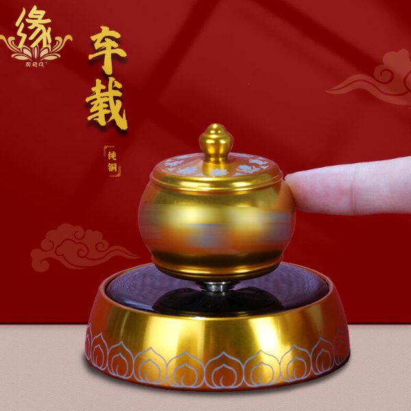 车载转金筒太阳能转轮中控台摆件平安饰品藏族汽车内手拨转筒