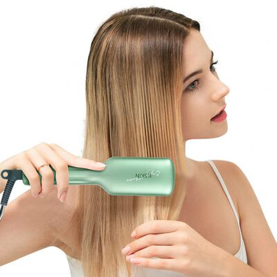 金稻迷你自动直发梳不伤发卷直发器夹板美发护发梳跨境快速造型梳