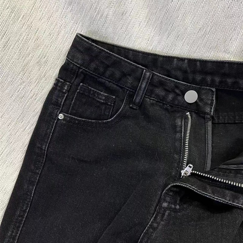 春秋新款高阶重磅街头休闲工装裤子复古水洗做旧微喇叭牛仔裤女潮