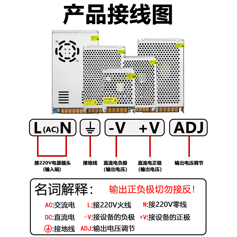 220转12V24伏直流开关电源LED灯带灯箱监控专用变压器5A10A15A30A