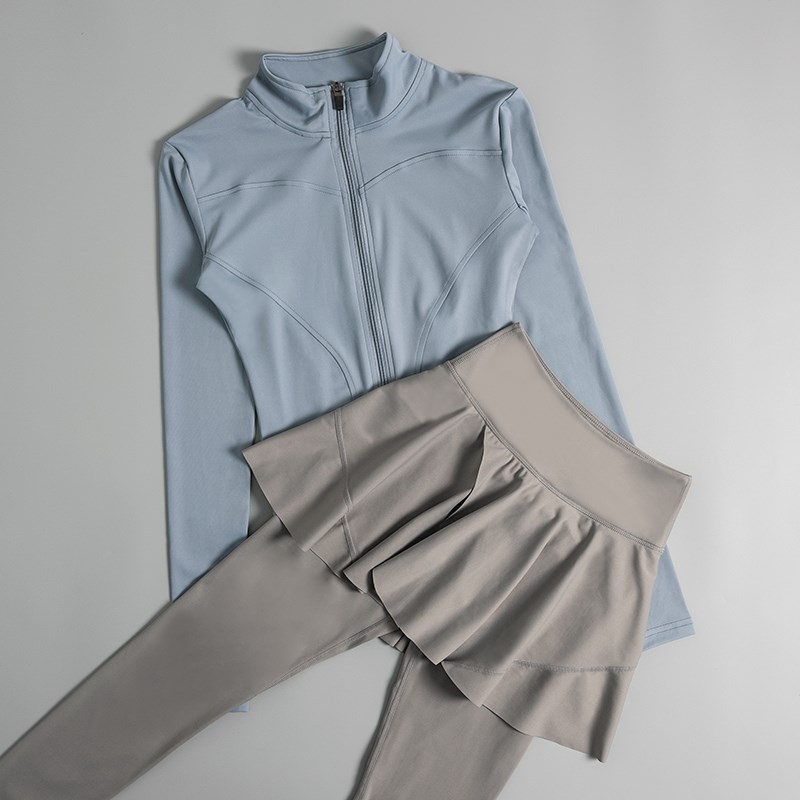 德国自行车骑行服长袖套装女夏季户外瑜伽健身速干立领速干运动服