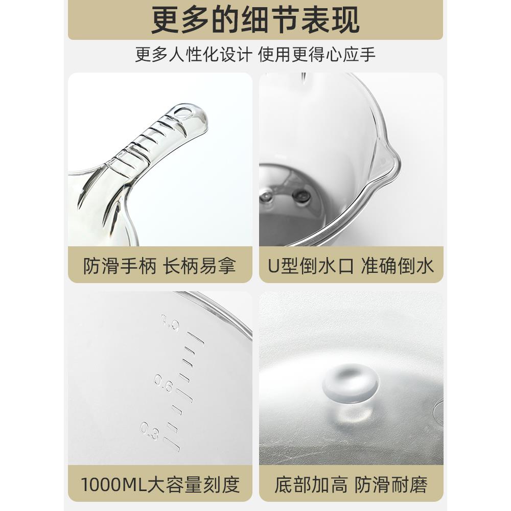 家用厨房摔不破水勺加深加厚长柄塑料大号创意透明舀水瓢洗头勺子