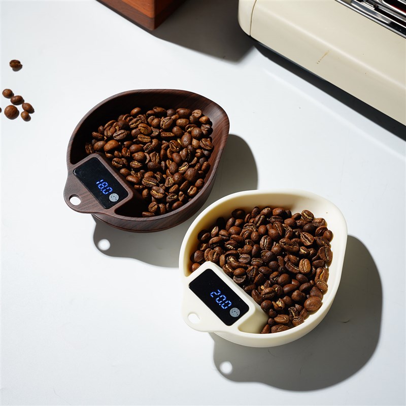 手冲电子称豆盘意式咖啡称重展示盘ABS木纹咖啡豆秤豆碟咖啡器具