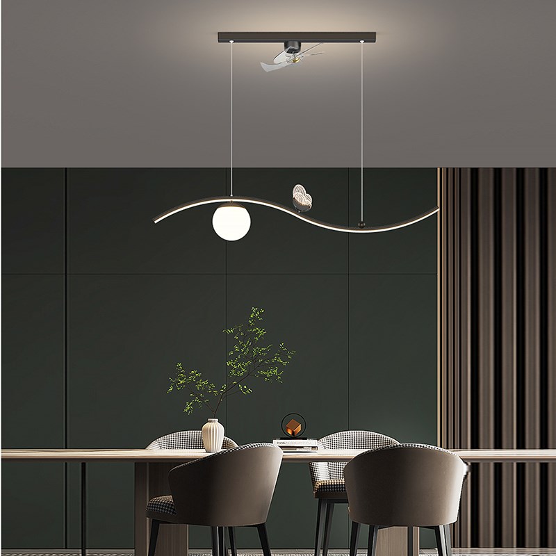 餐厅灯直流变频节能风扇灯吊灯网红蝴蝶餐厅灯吊扇一体LED灯具
