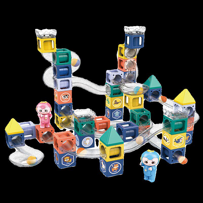 儿童大号滚珠轨道立体积木百变滑道拼装拼插弹珠滚球管道磁力玩具