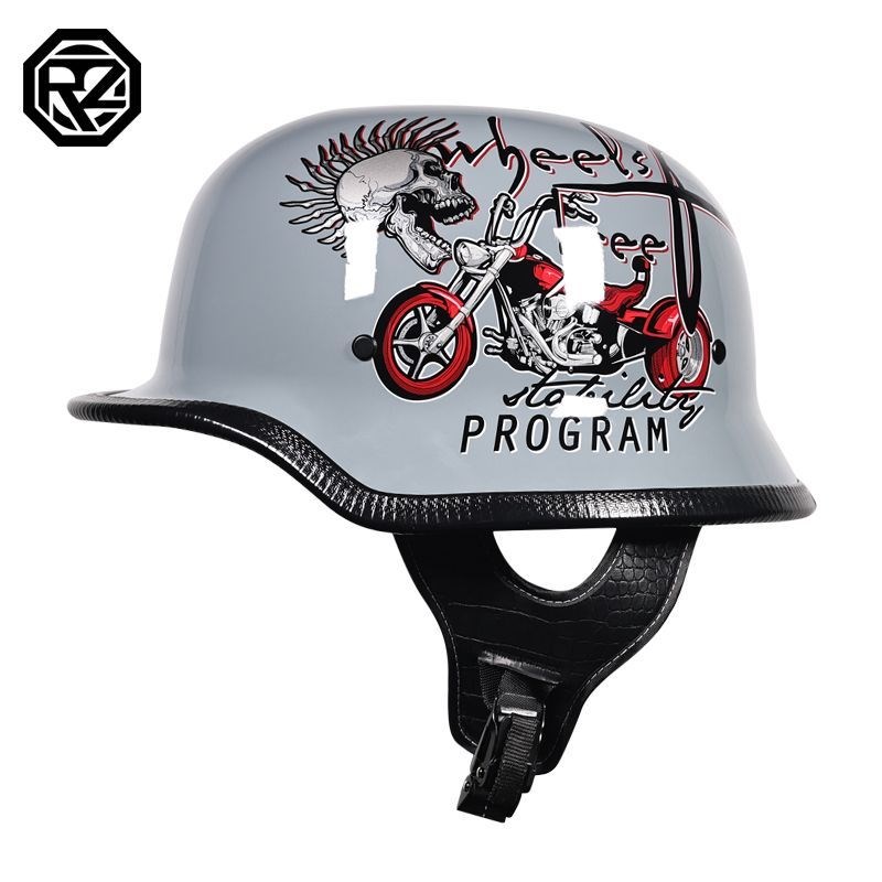 德式复古大兵哈雷电动自行车车头盔男女半盔夏季个性瓢盔