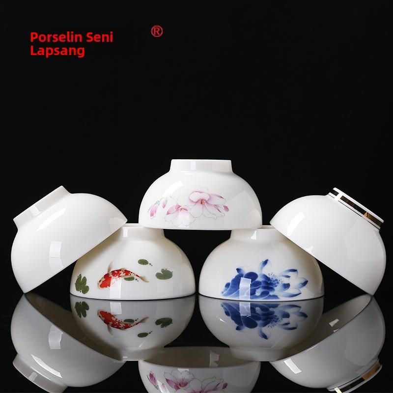 德化白玉瓷亲子碗家用一家四口家庭区分碗5寸陶瓷吃饭碗中式餐具