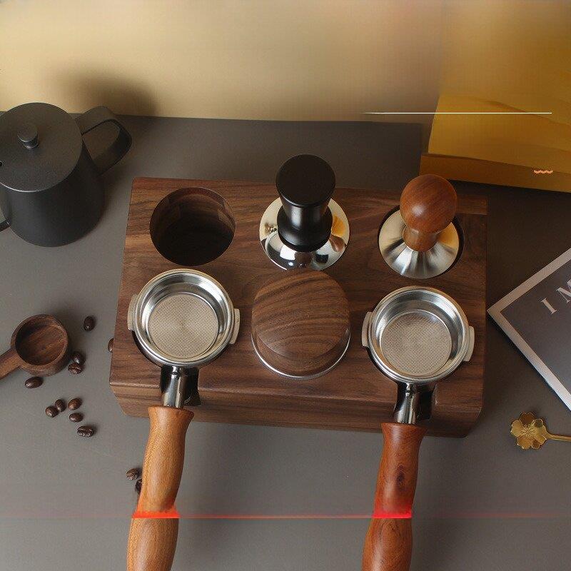 六孔咖啡压粉座填压底座压粉器布粉器意式咖啡机手柄实木支撑架