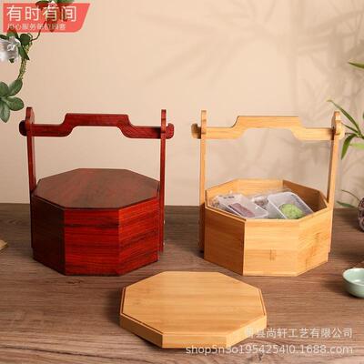 食盒多层手提木制复古老式饭盒结婚用提篮中式古风实木果盒糕厂家