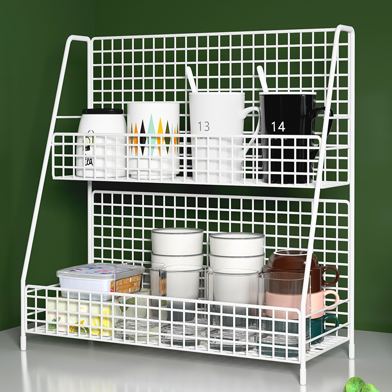 桌面杯架置物架双层玻璃杯沥水水杯厨房橱柜架子多层收纳盒柜神器