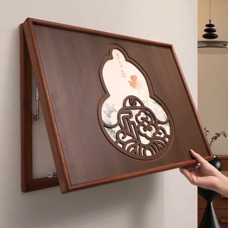 新中式实木电表箱盒遮挡装饰画2025新款镂空雕刻配电箱总开关挂画