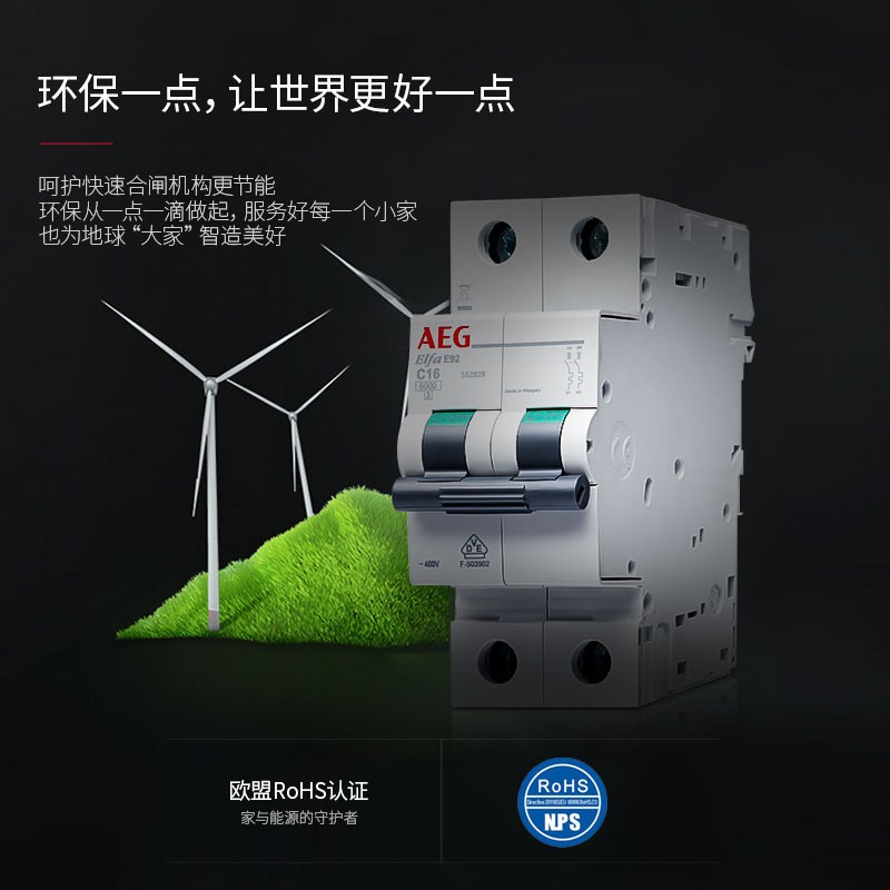 AEG空气开关1P断路器2P总开保护器家用63A短路保护