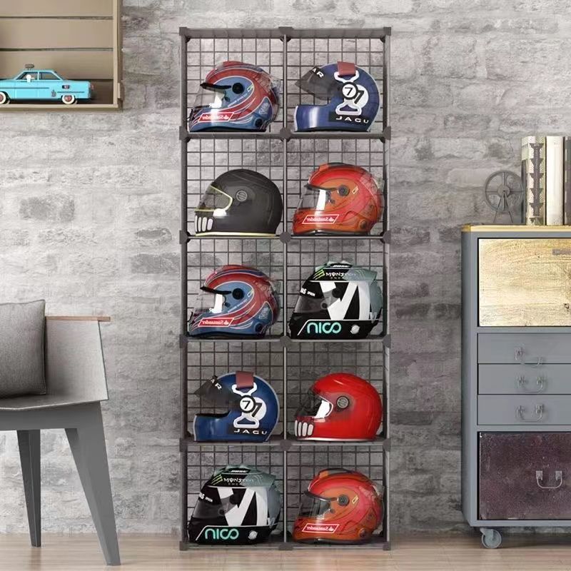 机车安全帽架子家用放帽子的放置架收纳柜安全帽铁艺支架墙置物架