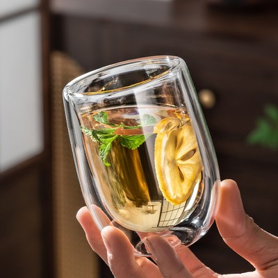 双层玻璃杯套装耐高温泡绿茶杯子家用待客水杯咖啡牛奶杯隔热防烫