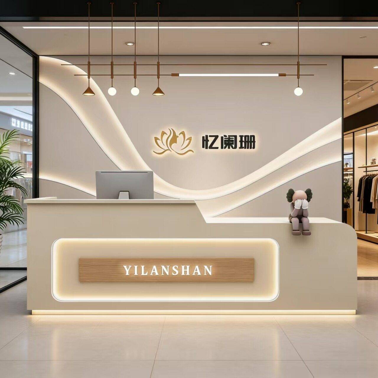 简约现美容院收银台服装店烤漆吧台公司前台医美诊所接待台柜台