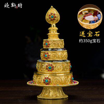 铜曼扎盘 藏族曼茶罗家用供具佛具 尼泊尔工艺品手工掐丝曼达盘