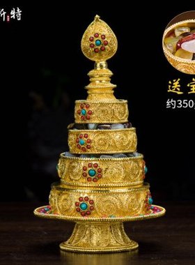 铜曼扎盘 藏族曼茶罗家用供具佛具 尼泊尔工艺品手工掐丝曼达盘