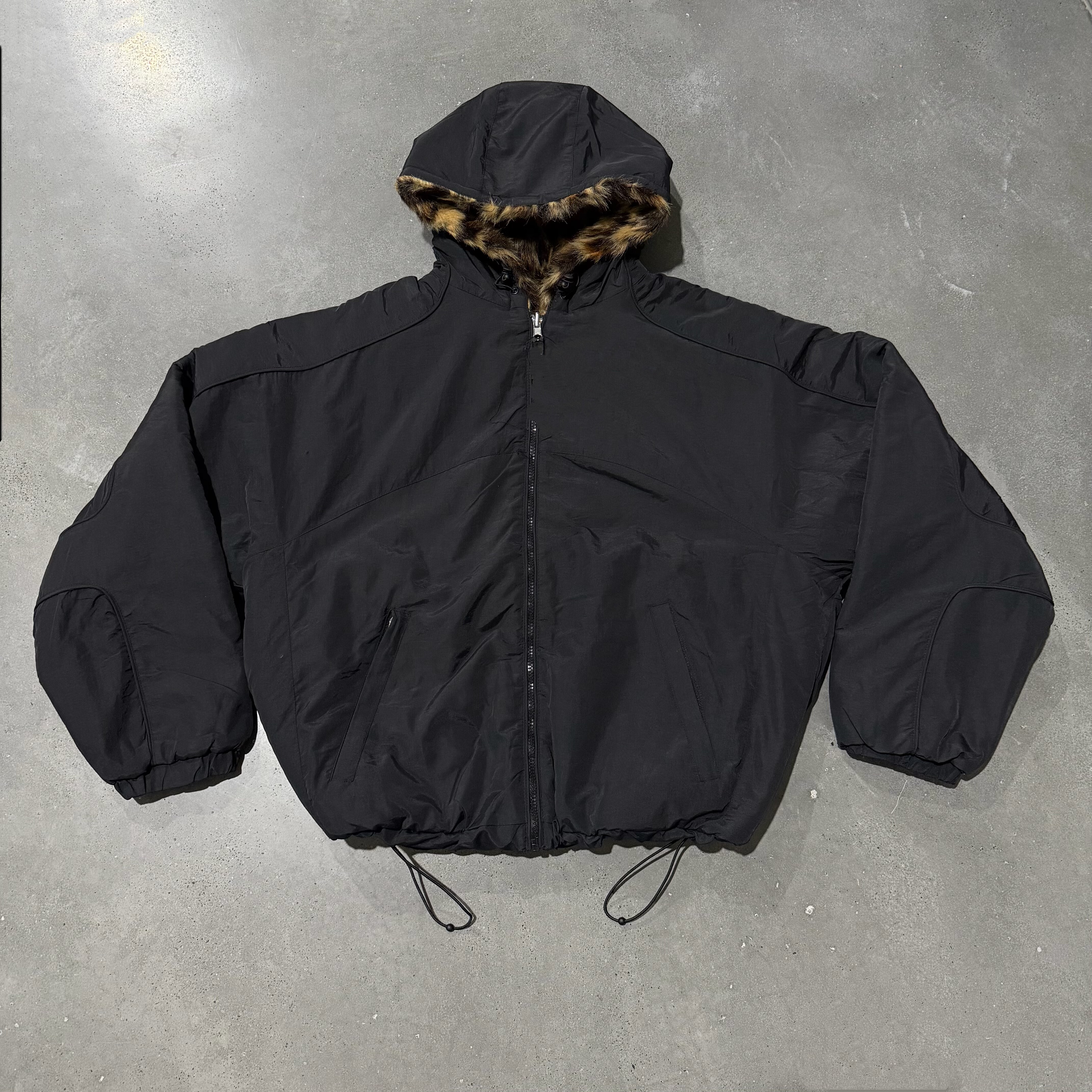 thumbnail for Leopard print reversible coat