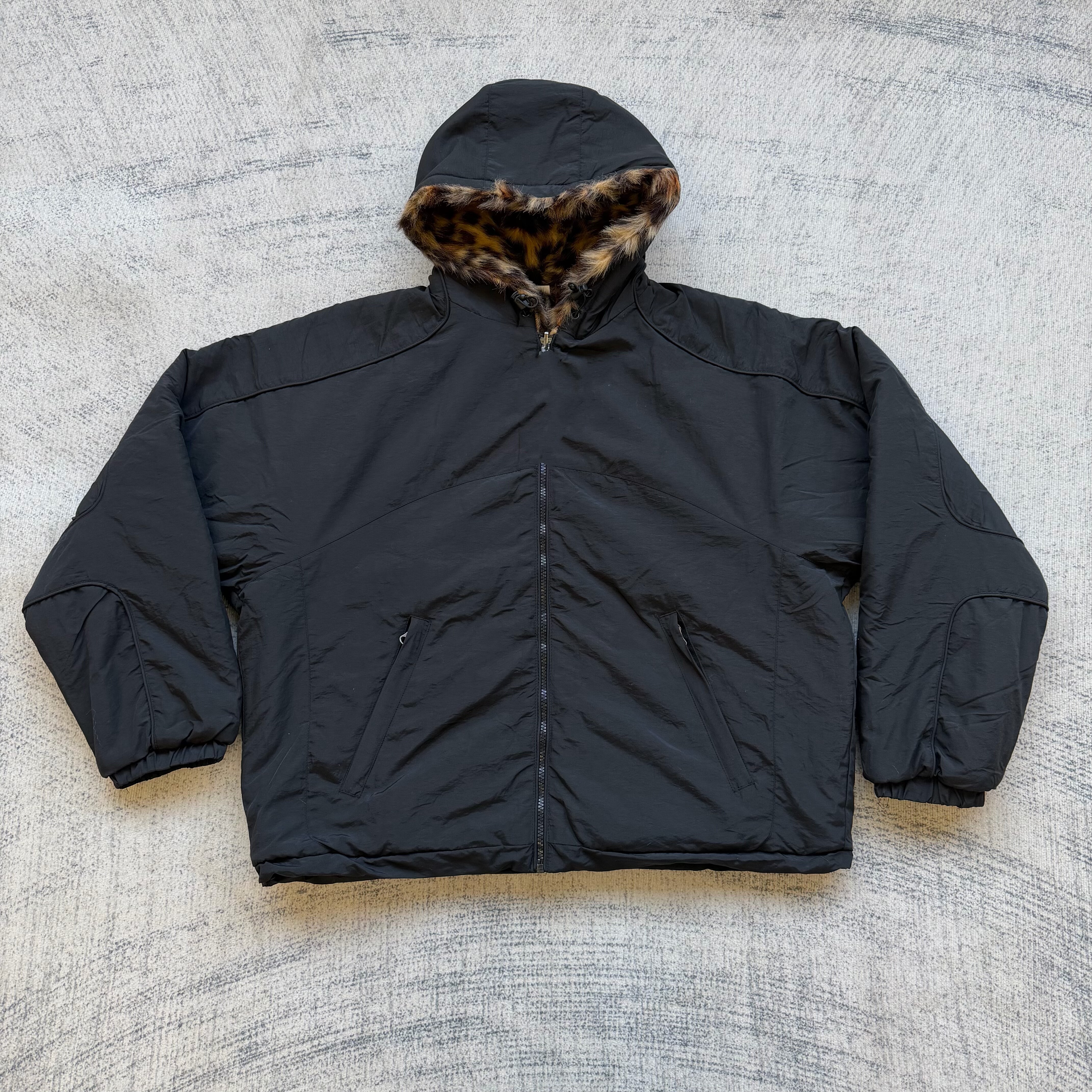 thumbnail for Leopard print reversible coat