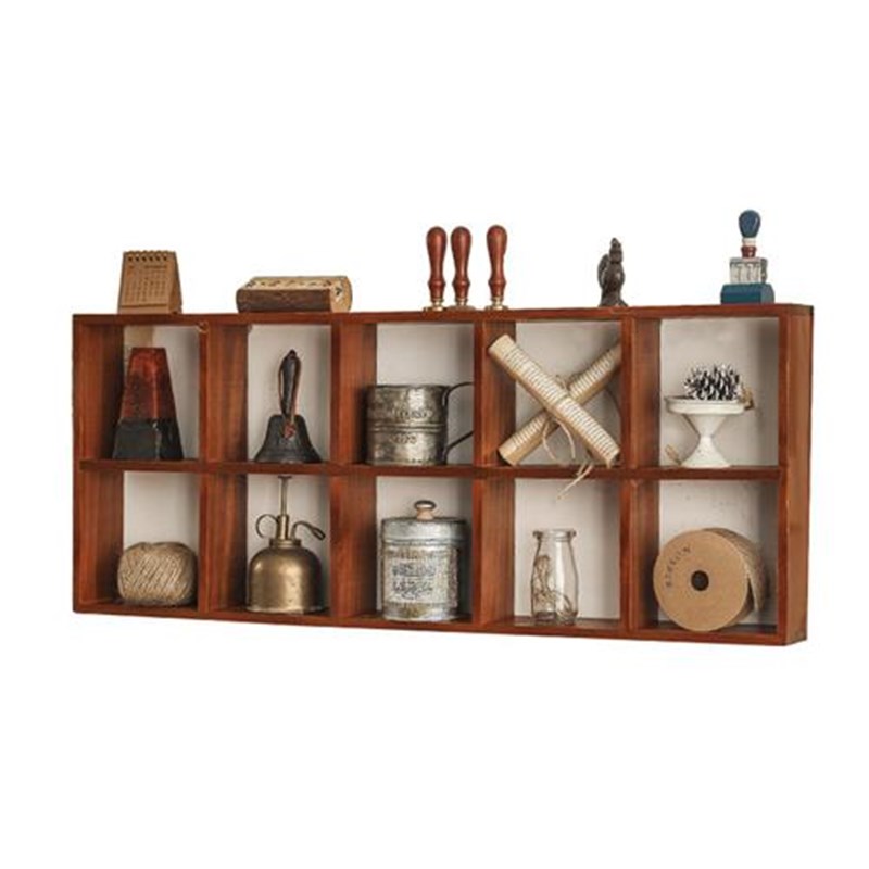 免打孔实b木格子墙面装饰柜挂架墙壁挂墙收纳盒桌面覆古墙上置物