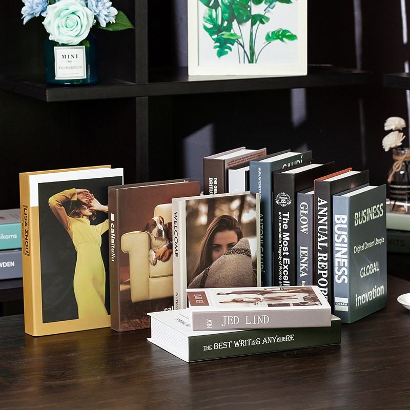 现货速发简约假h书摆件客厅书房书架卧室书摆设具书模型创意摆卡